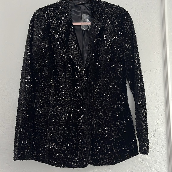 NEW Joan Rivers Red Carpet Velvet Sequin Blazer in Black XS - Picture 4 of 5